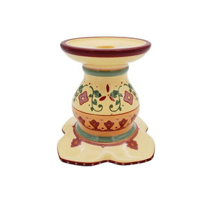 Party Lite Pilar Taper Candle Holder French Country Tole Flowers Light Cream Yel